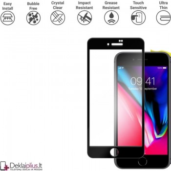 Apsauginis stikliukas per visą ekraną-juodas (Iphone 7/8/Se 2020/Se 2022)
